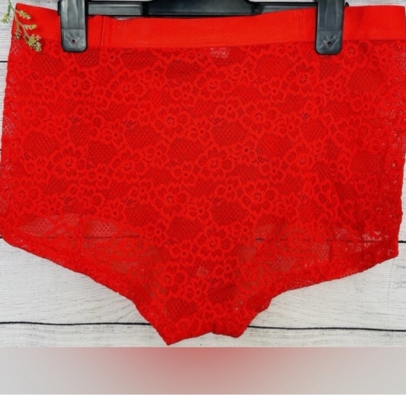💜Parade Red Lace Mesh Boyshort Underwear, size:XL “RED One ONLY” - Picture 2 of 4